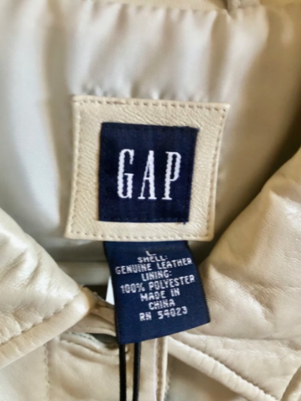 Vintage Y2K Gap Cream Leather Jacket - Picture 7 of 7